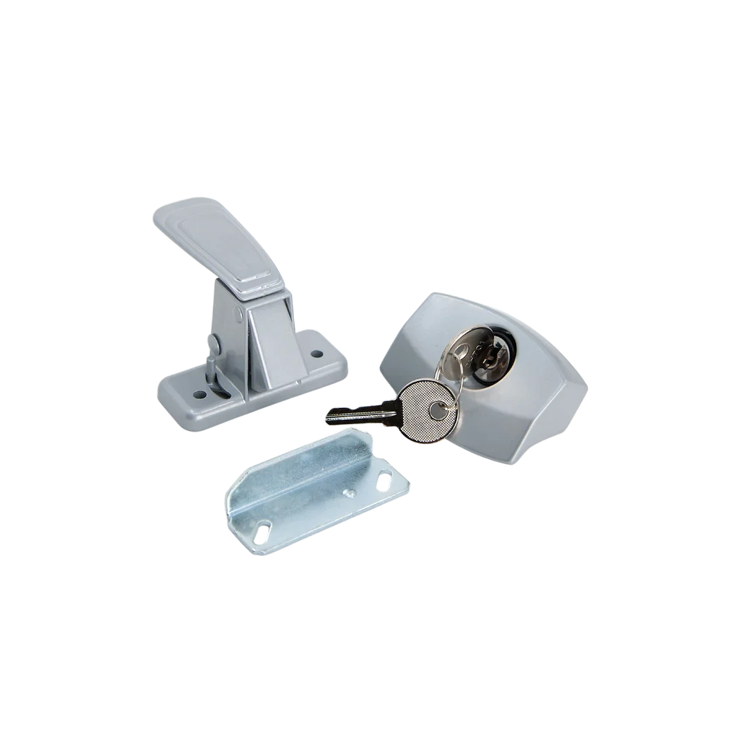 10805 – JR PRODUCTS Entry Door Handle, Pull Handle For Camp Door Universal Painted Silver Die Cast Steel With Single ...